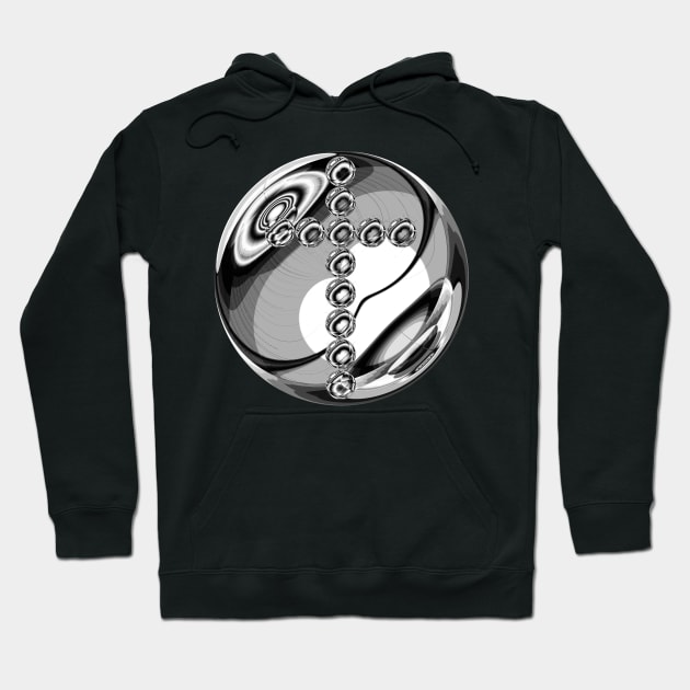 Black and White Cross in Glass Ball Hoodie by The Black Panther